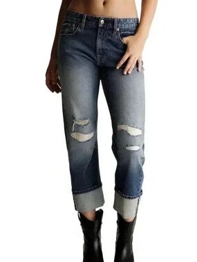 Frye Women's Distressed Cuffed Relaxed Fit Jeans Sz 27